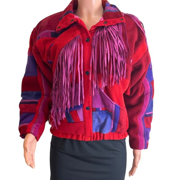 Vtg Santa Fe Recreations Aztec Jacket Womens Fringe Southwestern Rodeo Artsy - Picture 1 of 16